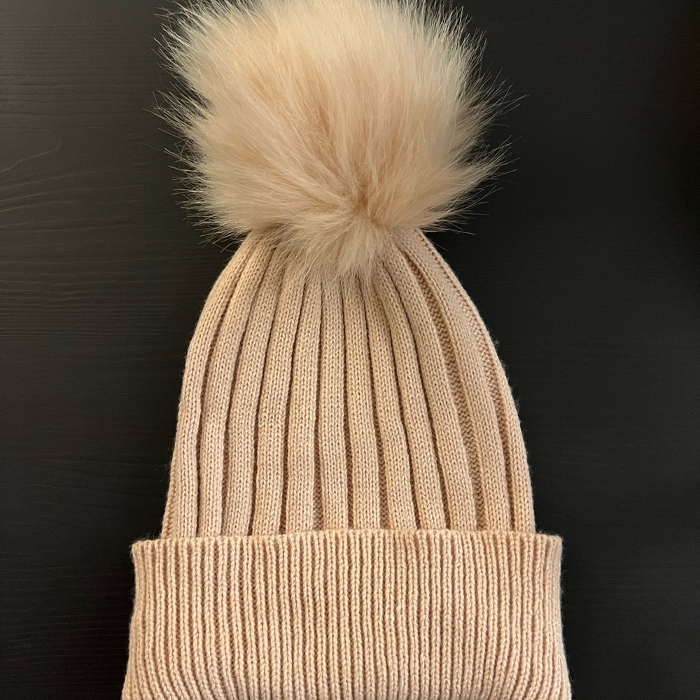 Pink Nude Pom Beanie